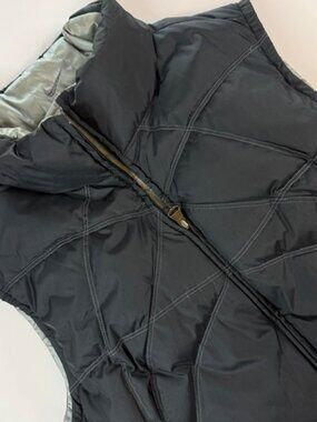Nike Puffer Vest Women's Large Silver Black Reversible Down Insulated Zip